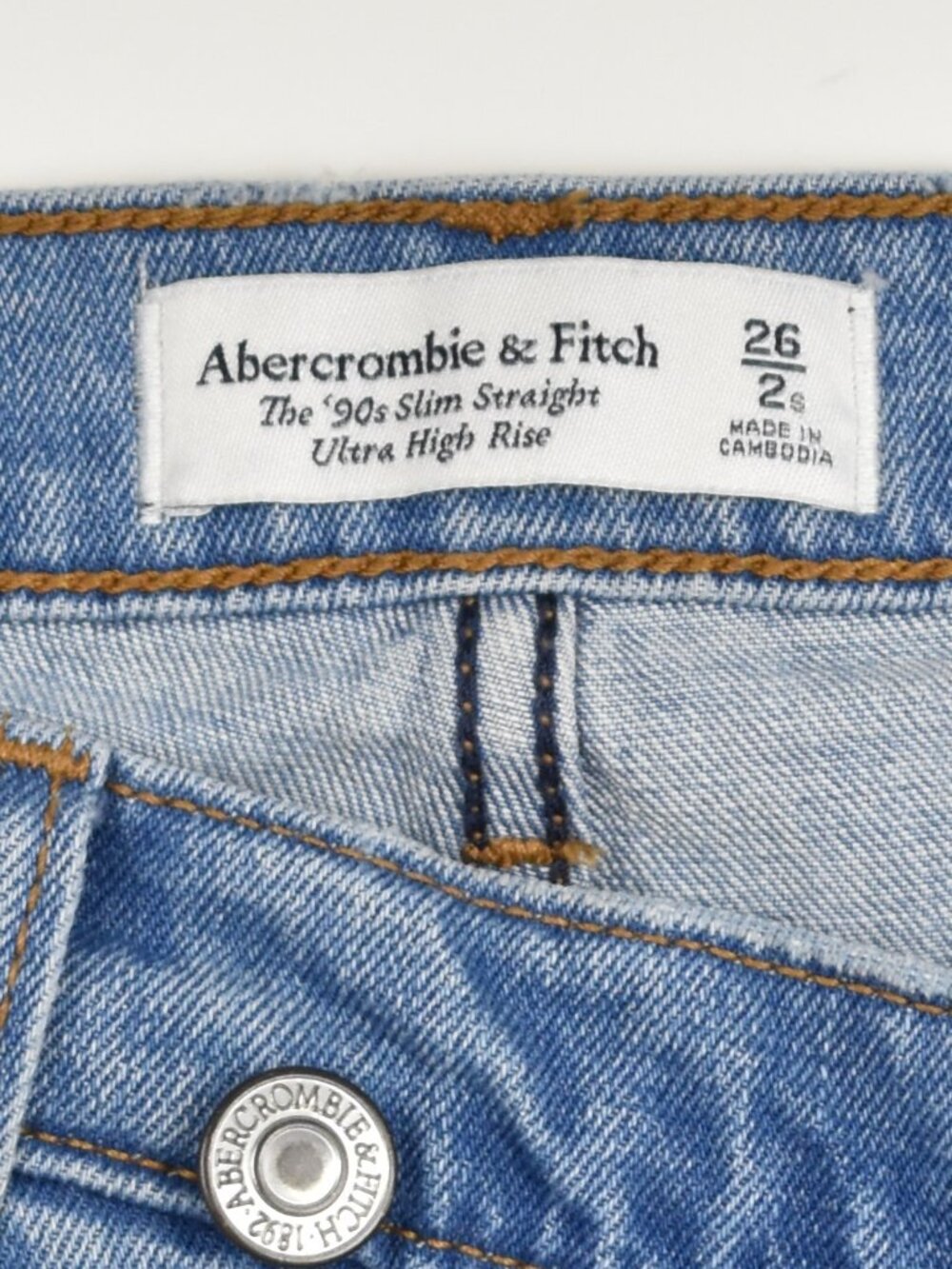 Abercrombie & Fitch The 90's Slim Straight Ultra High Rise Jeans - 26 2 SHORT - Picture 6 of 6